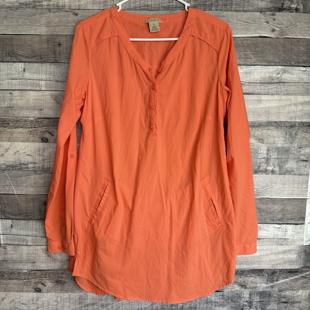Duluth Trading Top Women Orange Armachillo Cooling Tunic Vented Outdoor Hiking S
